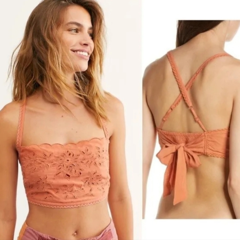 Intimately By Free People Size M Bronze Cassandra Cross-Back Cropped Top NWT‎